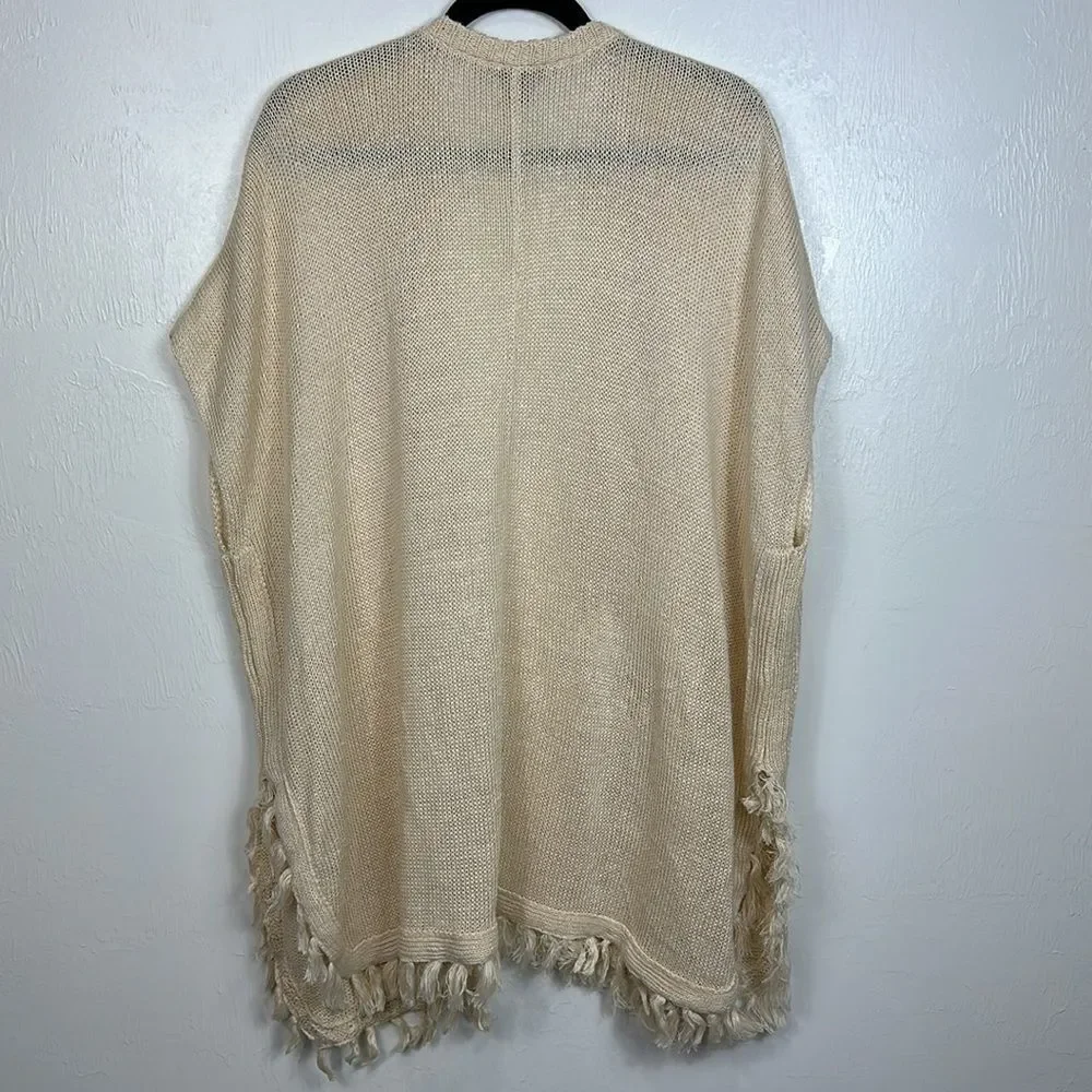 J. Crew 100% Linen Relaxed Fit Kimono Cardigan Tassel Detail Size S/M